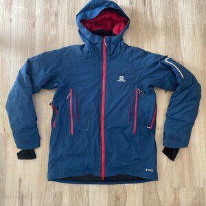 salomon down fill winter ski jacket performance mens L waterproof *has rip